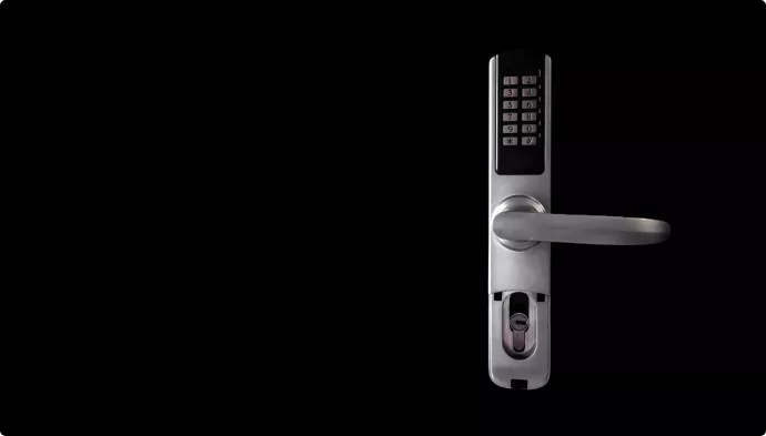 keypad on an access control door handle